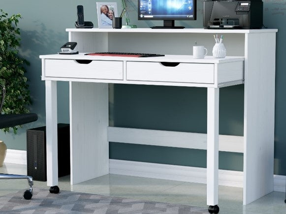 white extendable desk