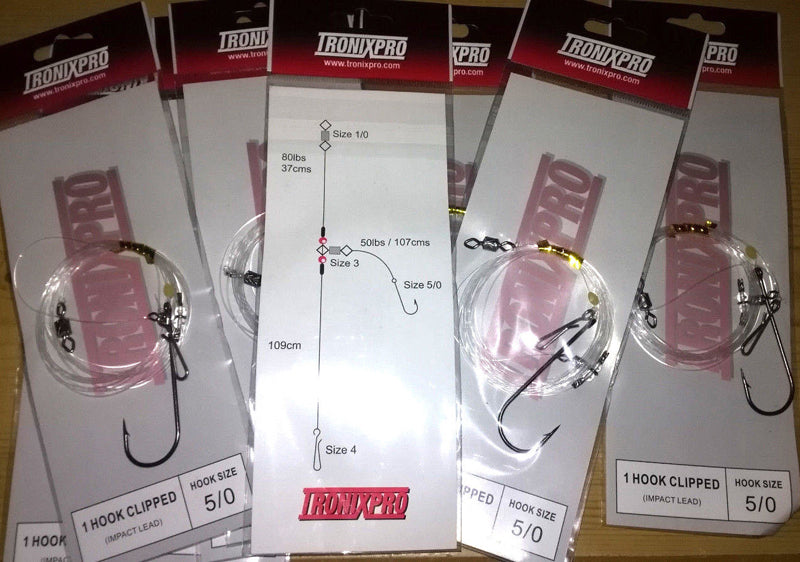 Tronixpro 3 Hook Clipped Fishing Rig 1//0
