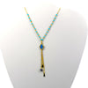 Collar Turco - Piedras Azules, Mano de Fátima Azul y Ojo Azul - Color Dorado