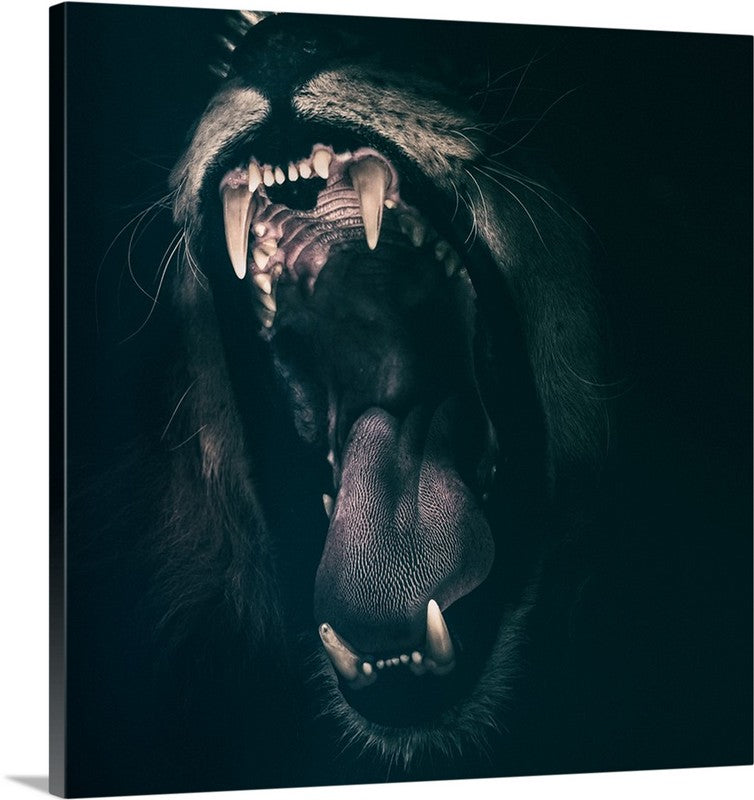 Angry Lion Roar Animal Canvas Wall Art Print Accent Canvas