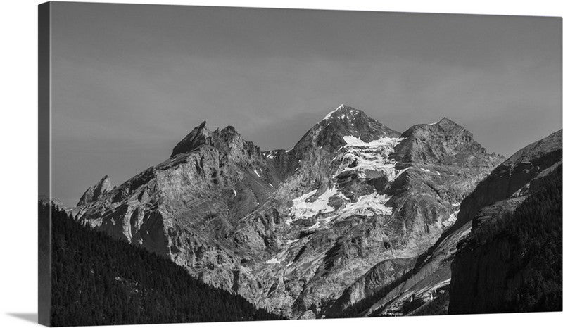 Black And White Mountain Peaks Landscape Canvas Wall Art Print Accent Canvas