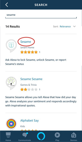 select sesame smart home skill