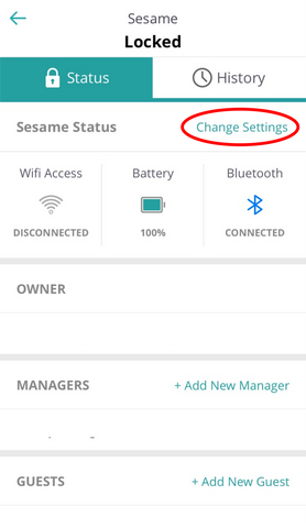 change sesame settings