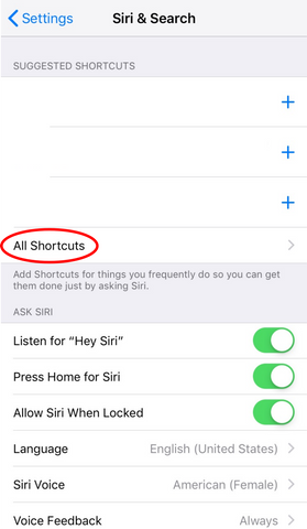 select all shortcuts