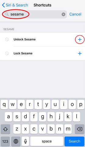 search for sesame siri shortcut and click plus sign