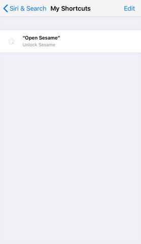 view sesame siri shortcut under my shortcuts