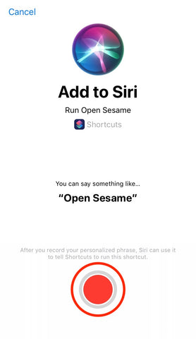 record phrase for sesame siri shortcut