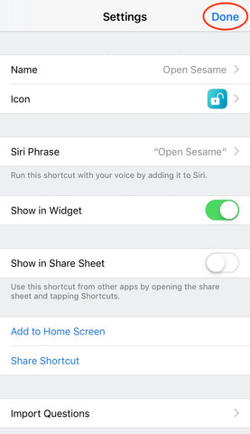 exit sesame shortcut settings