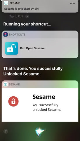 siri successfully unlocked sesame smart lock