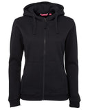 Black Printed Ladies Full Zip Fleece Hoodie