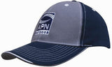 Brushed Heavy Cotton Two Tone Cap with Contrasting Stitching and Open Lip Sandwich H4053