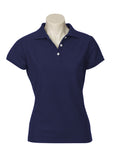 Navy Printed Ladies Neon Polo