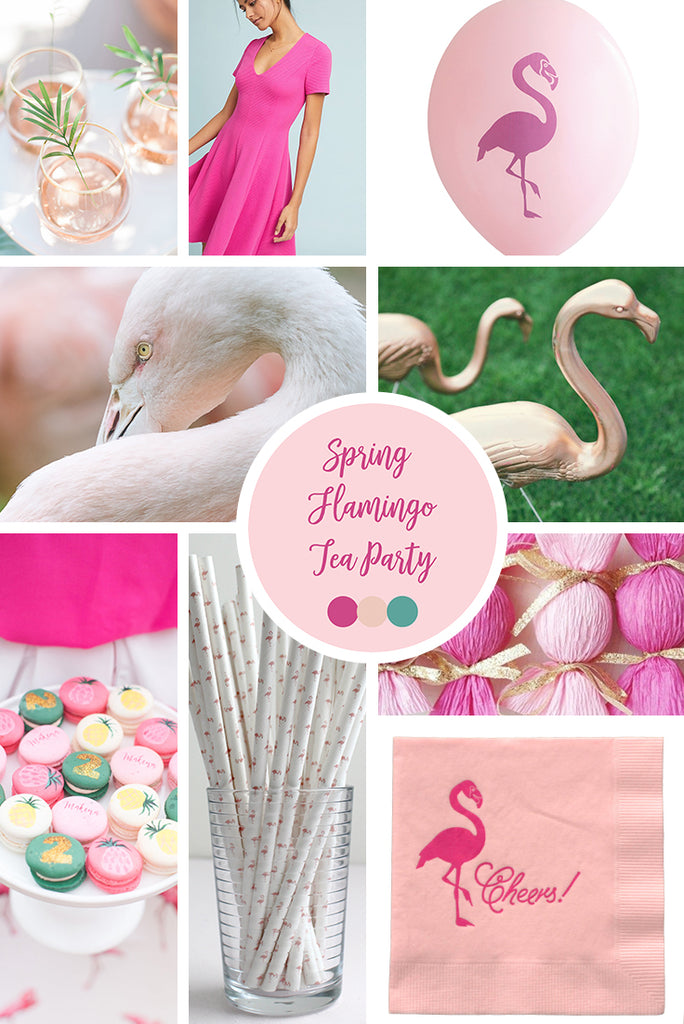 Revel & Co. spring flamingo party mood board: flamingo party inspiration and ideas