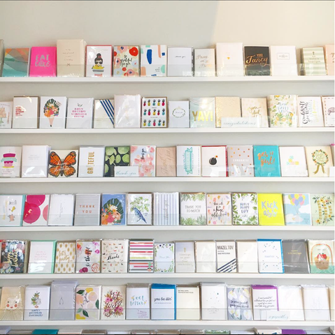 Sweet Paper card wall. Revel & Co. Favorite Squares blog post