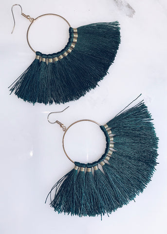 VANESSA MOONEY TASSEL HOOP EARRINGS