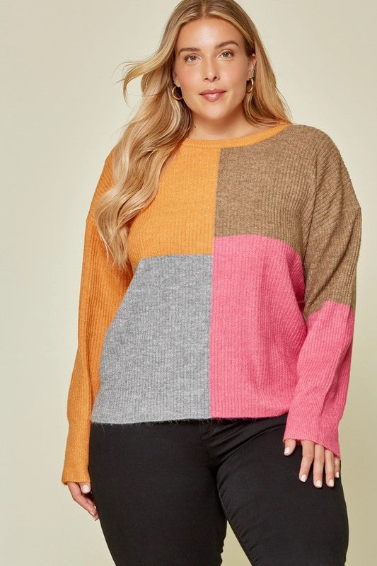 Colour Block Sweater (Plus Size) – In Pursuit Mobile Boutique || Apparel, Accessories Gifts Saint New Brunswick