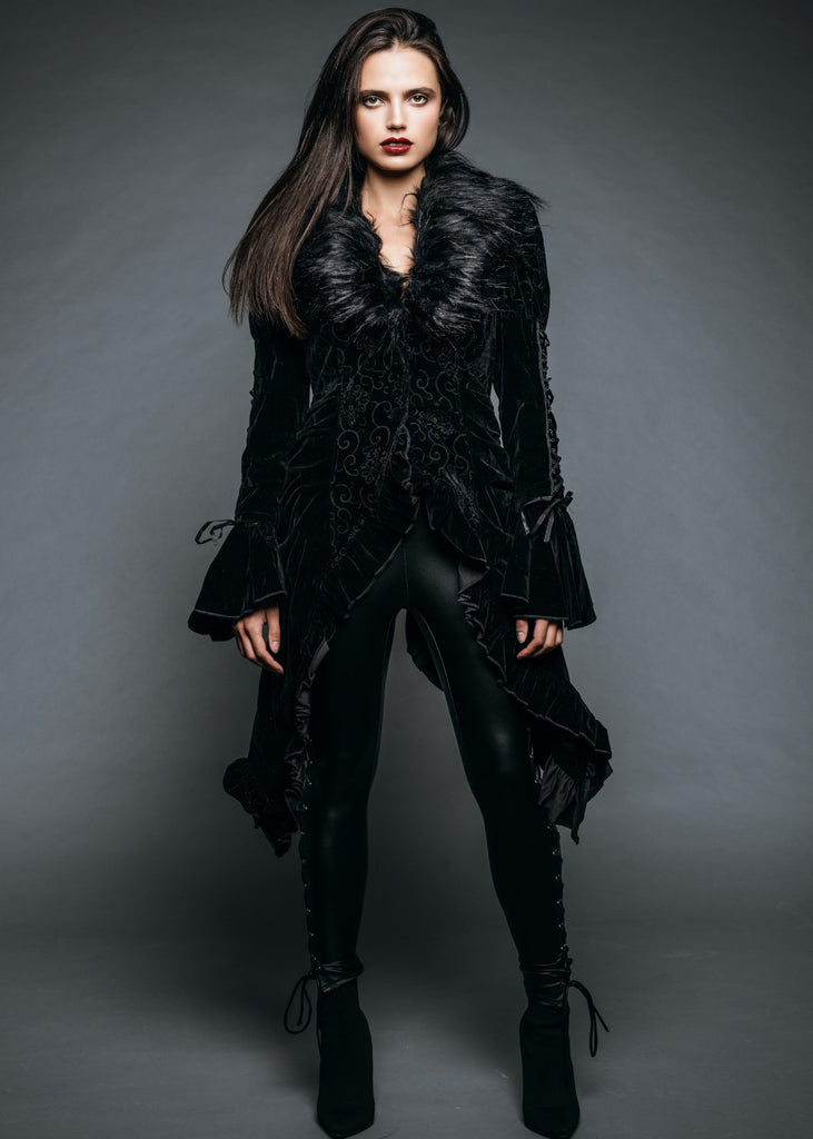 Black Velvet Goth Coat 