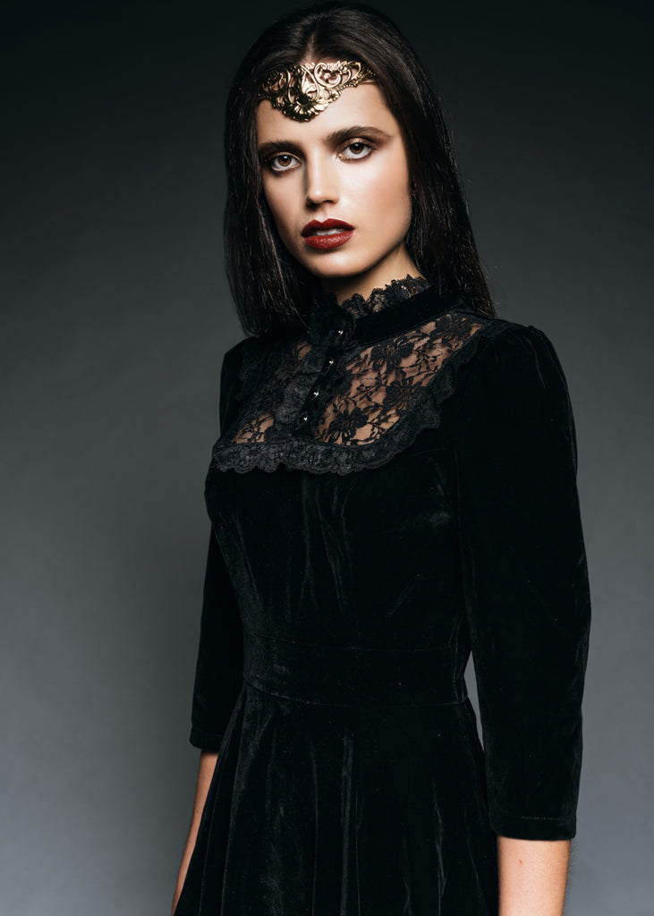 Black Velvet gothic dress 