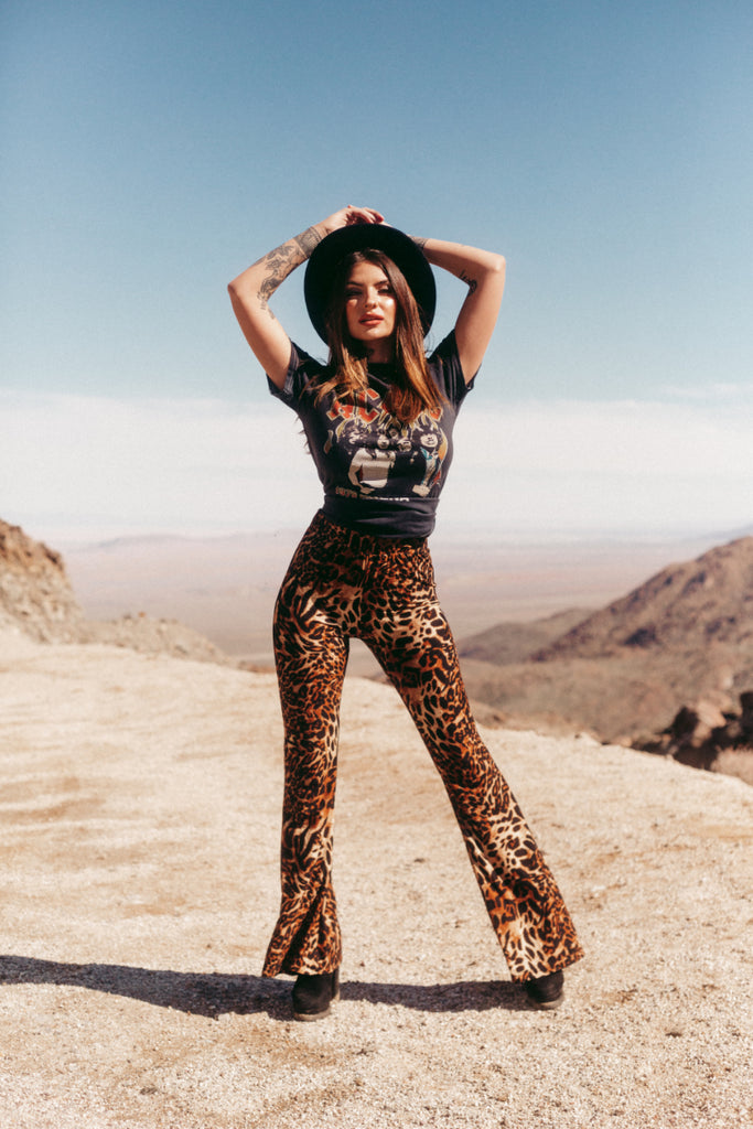 leopard flare pants 