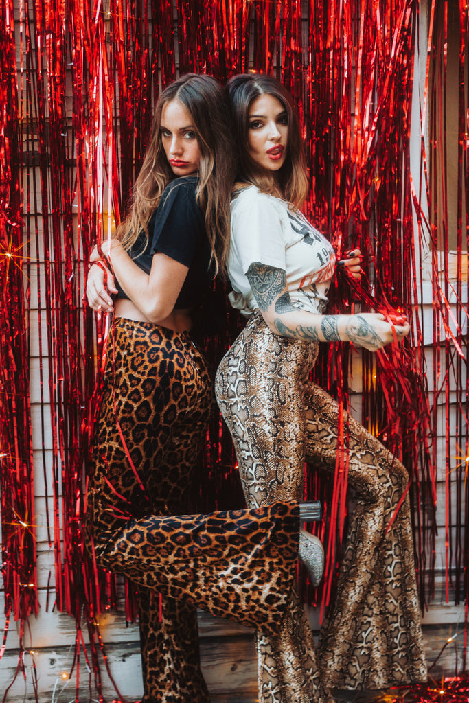 Animal print flare pants 