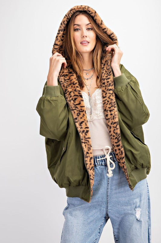 Reversible Leopard Bomber Jacket