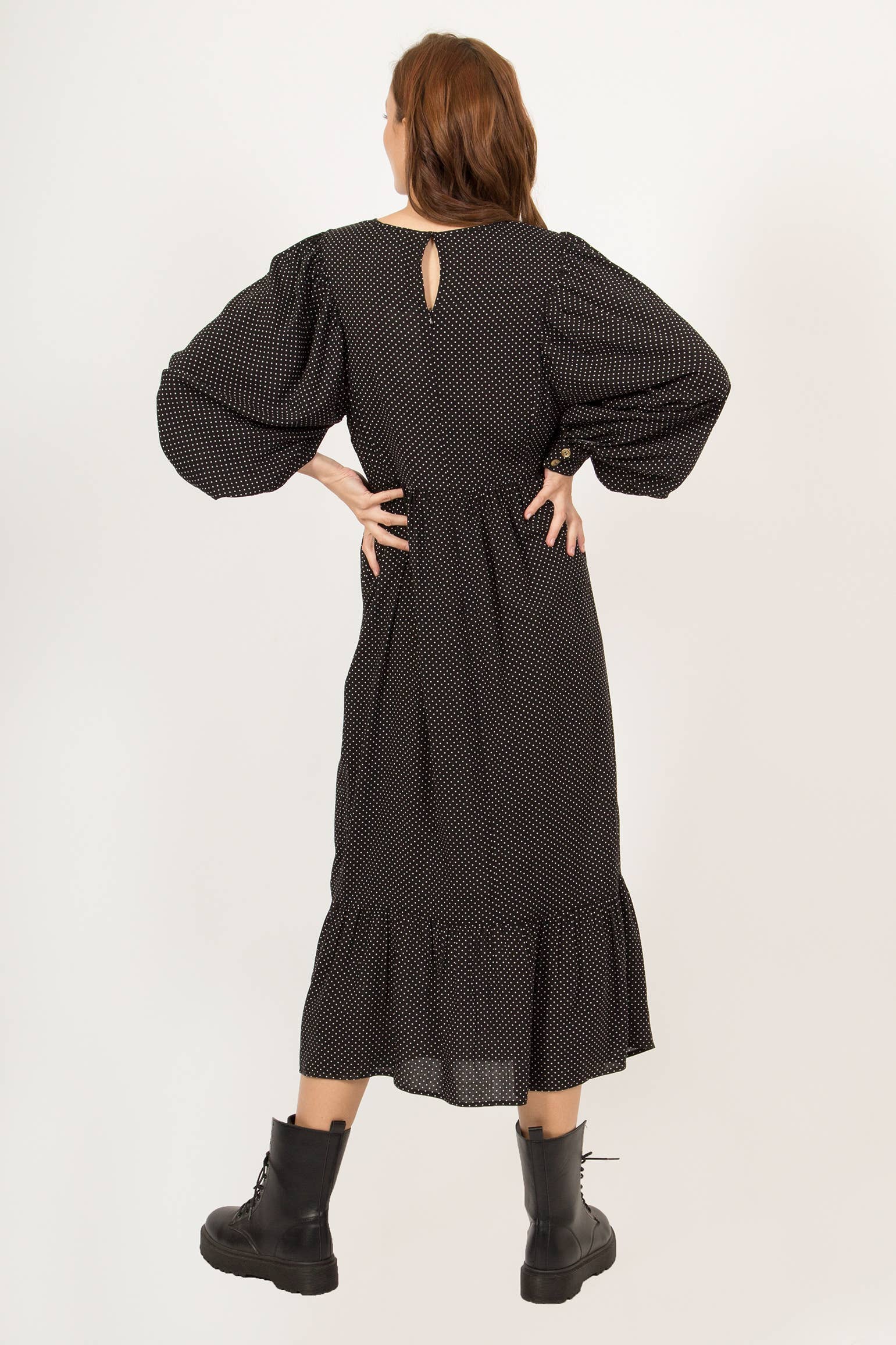 Puff Sleeve Polka Dot Dress