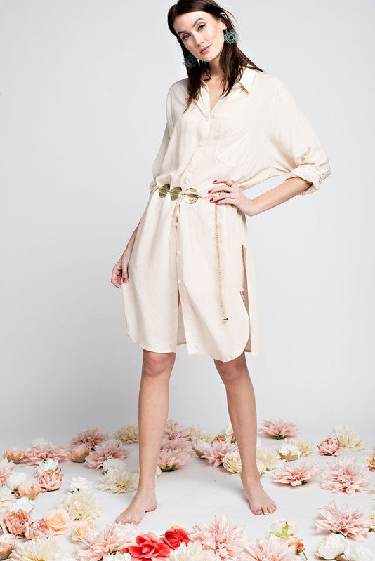 Button Down Tunic Shirt