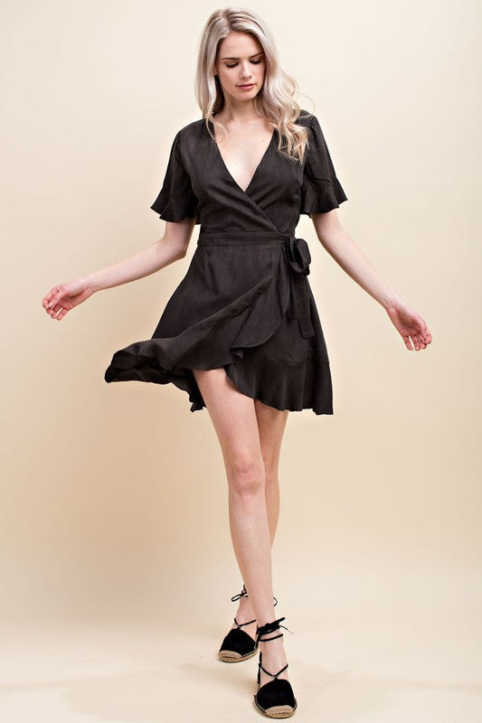 Honey Belle Mineral Washed Wrap Dress