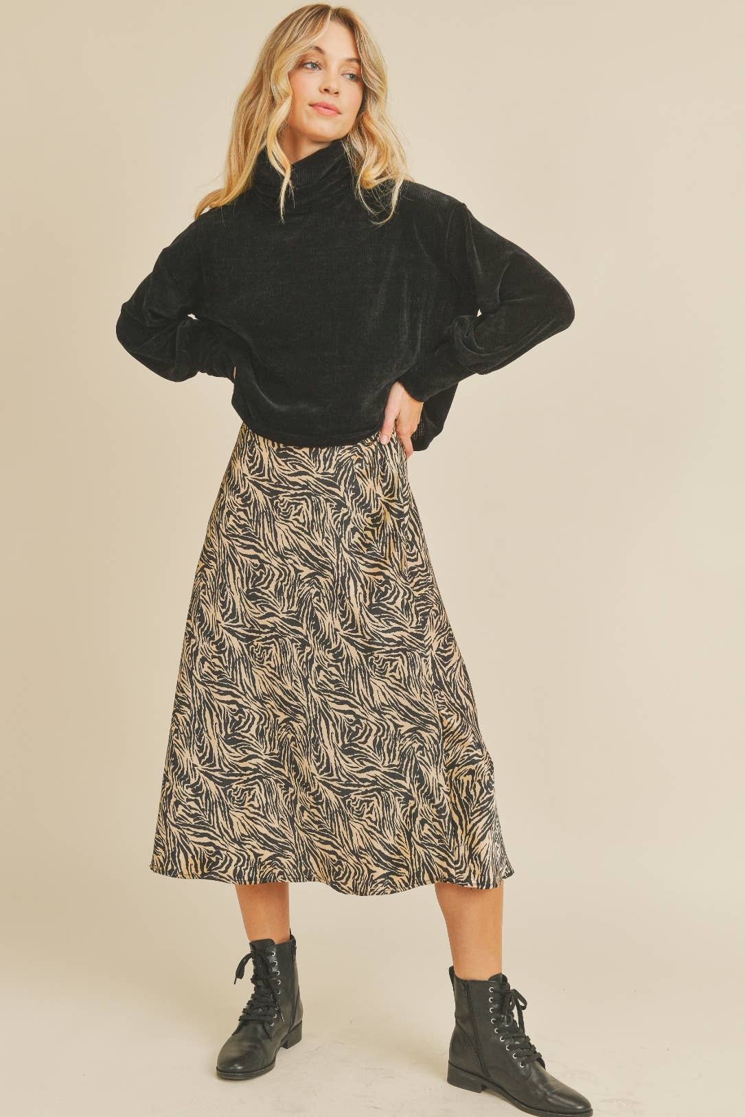 Chenille Cropped Turtleneck
