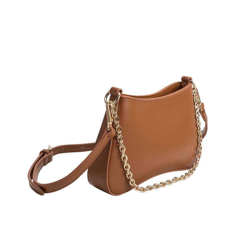 Melie Bianco Alaia Vegan Crossbody Bag in Saddle