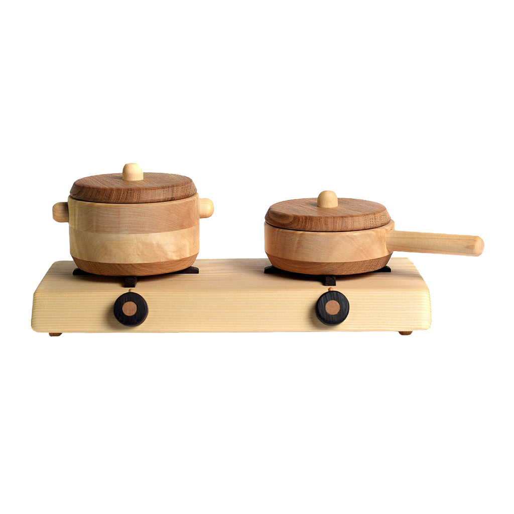 Sundaymot Play Kitchen Accessories, Wooden Play Food, Cooking Set with  Stainless Steel Cookware Pots and Pans Utensils, Apron, Chef Hat, ​Cutting  Food