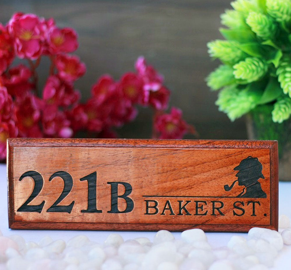 Sherlock Holmes Plaque - 221b Baker Street Sherlock Holmes Name Plate - Door Name Plates - Gifts for Sherlock Fans - Wooden Name Plates - Woodgeekstore 