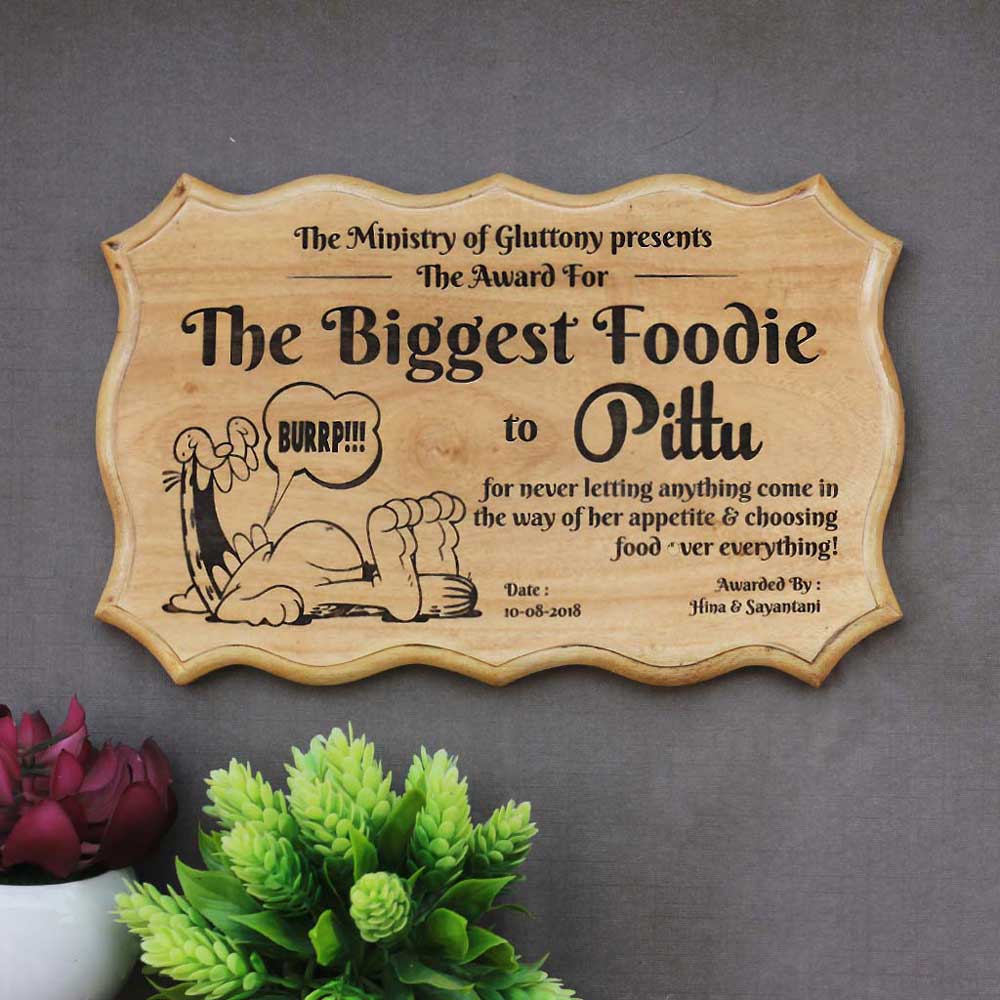 The Biggest Foodie Certificate - Custom Certificates - Certificate Design Online - Custom Made Certificates - Get Certificate Online - Wood Certificate Plaque - Manufactured Wood Products - Woodsite - Wooden Items - Online Wood Store - Personalized Gift Items - Woodgeek - Woodgeekstore