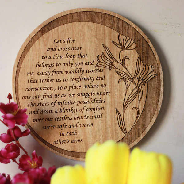 Circular Wooden Poster - Engraved Poster - Best Gift For Girlfriend - Romantic Gifts -Buy Posters Online - Posters - Customised Wooden Posters - Carved Wooden Posters - The Wood Shop - Woodgeek - Woodgeekstore
