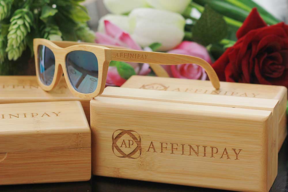 Personalized Wooden Sunglasses as Corporate Gifts for Employees. Custom engraved sunglasses with company name and logo. This is the best business promotional gift idea. Personalised Corporate Gifts For Clients.
