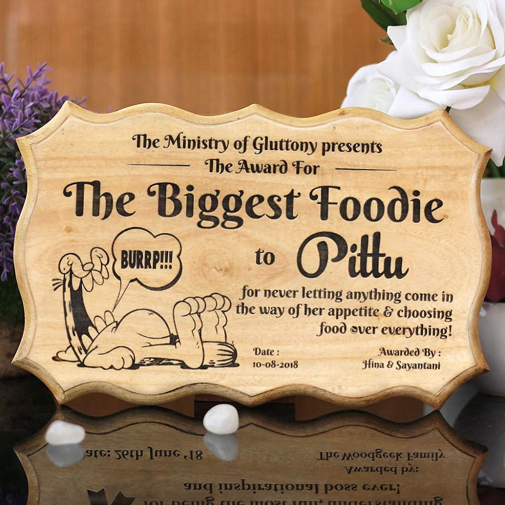 The biggest foodie certificate - wooden certificate - custom certificates - personalized certificates - wood certificate plaque - Best friend gifts - Gifts for friends - Small gifts for sagittarius - woodgeekstore