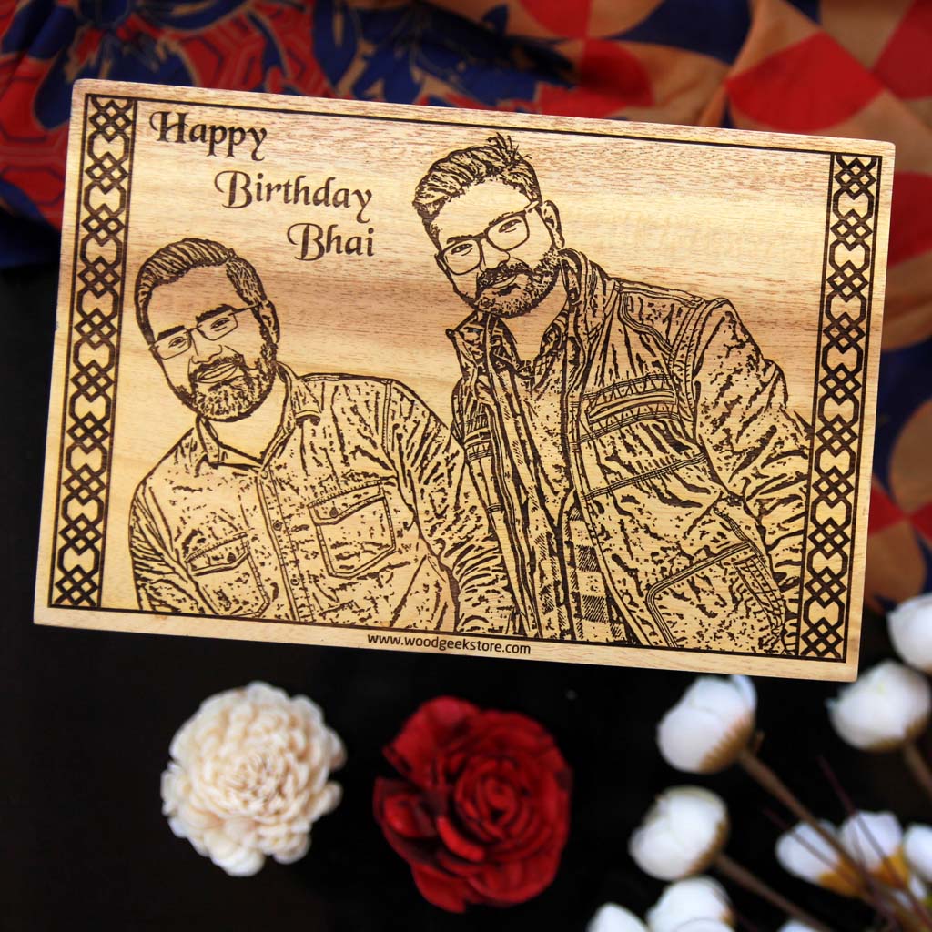 This Wood Engraved Photo with A Birthday Message Is The Best Birthday Gift For Brother. Looking for gifts for brother? This Photo On Wood Is A Great Gift Ideas For Brother.