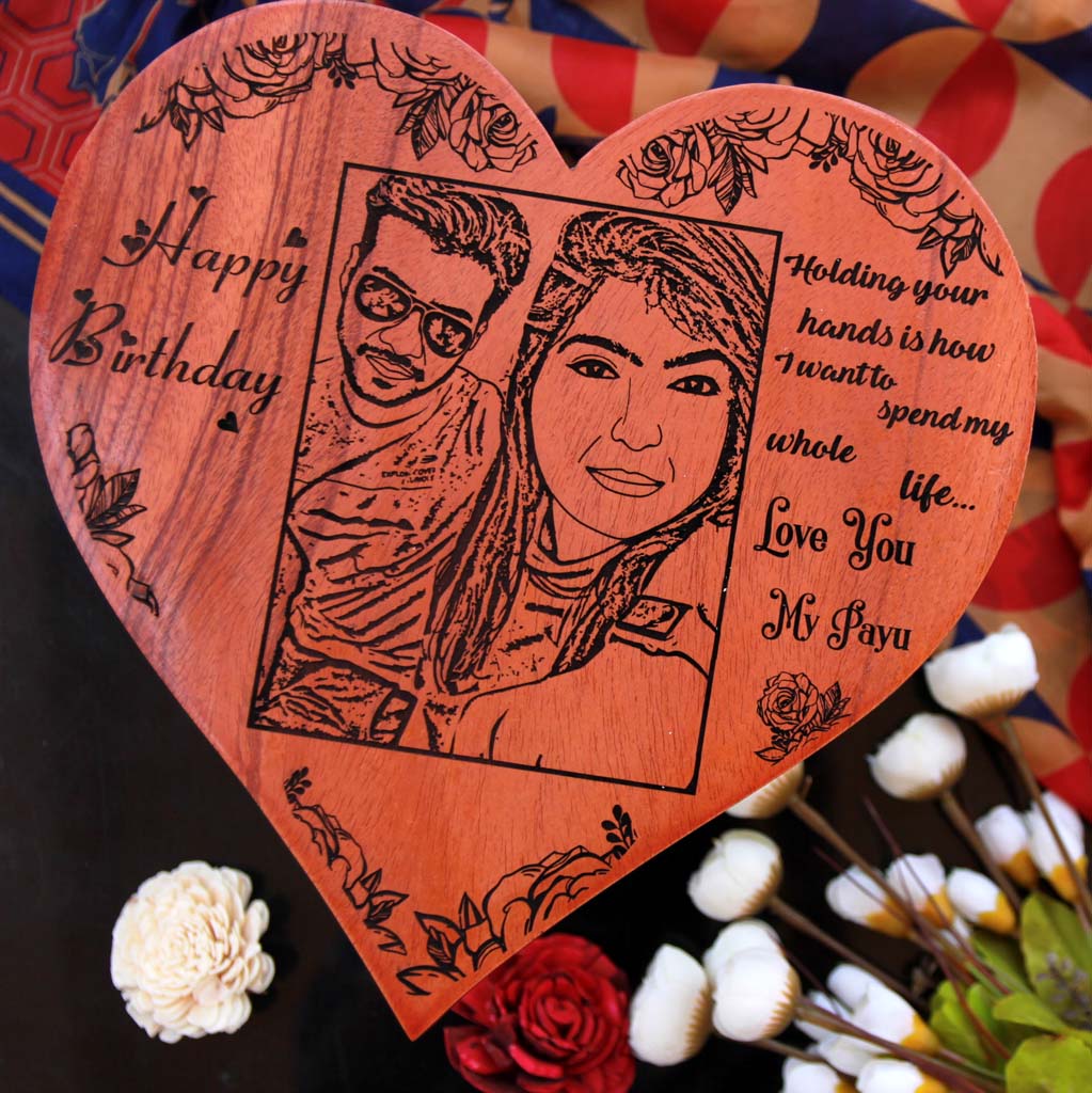 Wood Engraved Photo And Birthday Wishes. This photo on wood is the best birthday gifts for wife and birthday gift for girlfriend. These wooden posters make unique birthday gifts for her and birthday gifts for women.