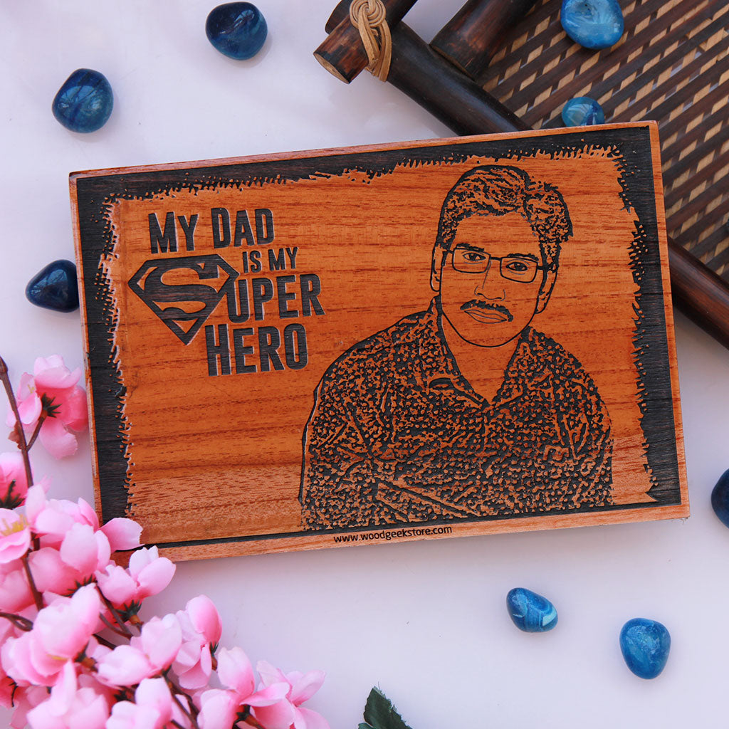 Wood Carved Poster Engraved With An Image Of Your Beloved Father - Looking For The Best Father's Day Gifts ? These Customized Wooden Posters From The Woodgeek Store Are Great Father's Day Gift Ideas