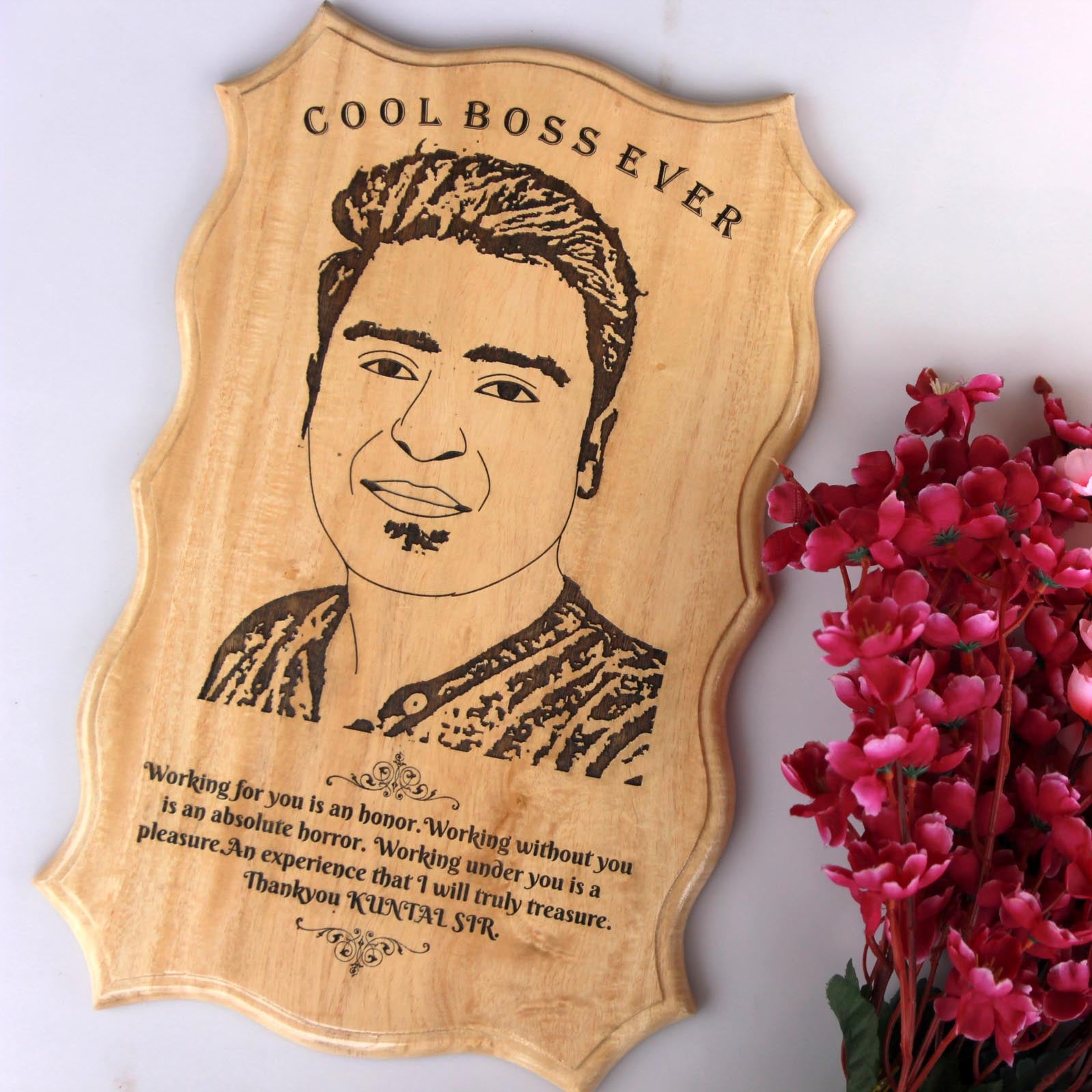 Coolest Boss Ever Photo-Engraved Wooden Plaque. These custom wood signs make great gifts for boss, farewell gift for boss, birthday gift for boss or gift for manager