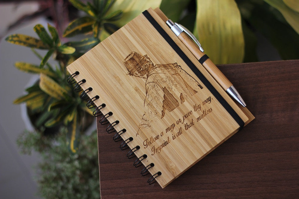 Custom Travel & Adventure Journal - Personalised Wooden Notebooks - Woodgeek Store