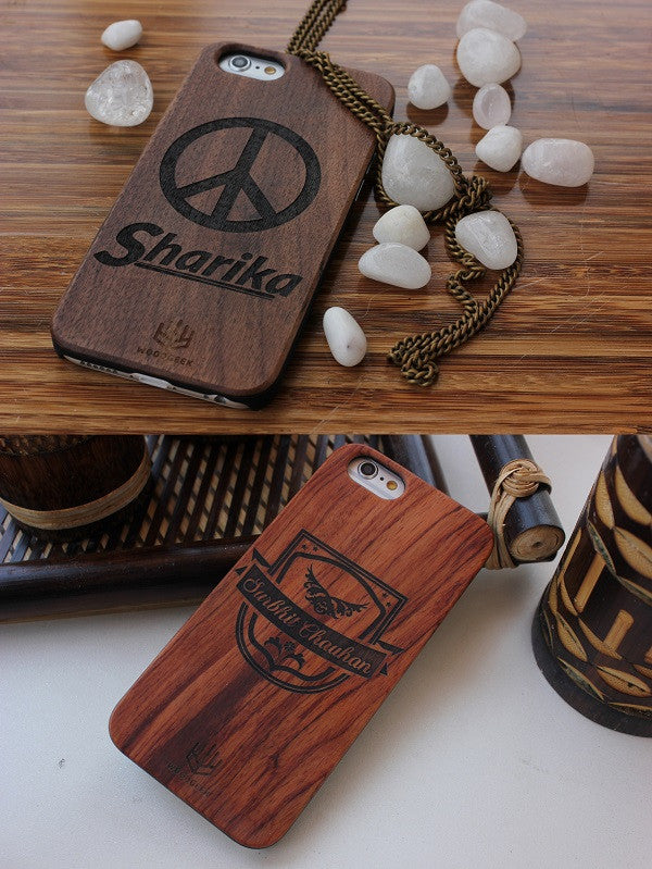 Personalized wooden iPhone case with name engraved from Woodgeek Store