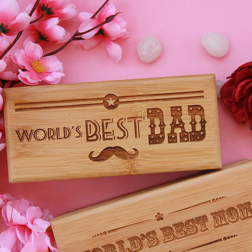 Personalized Wooden Box Custom Engraved With A Special Message For Your Dad Or Loved Ones - Buy More Personalized Gift Items, Wooden Sunglasses And Wooden Eyewears For Father Or Unique Father's Day Gifts From The Woodgeek Store