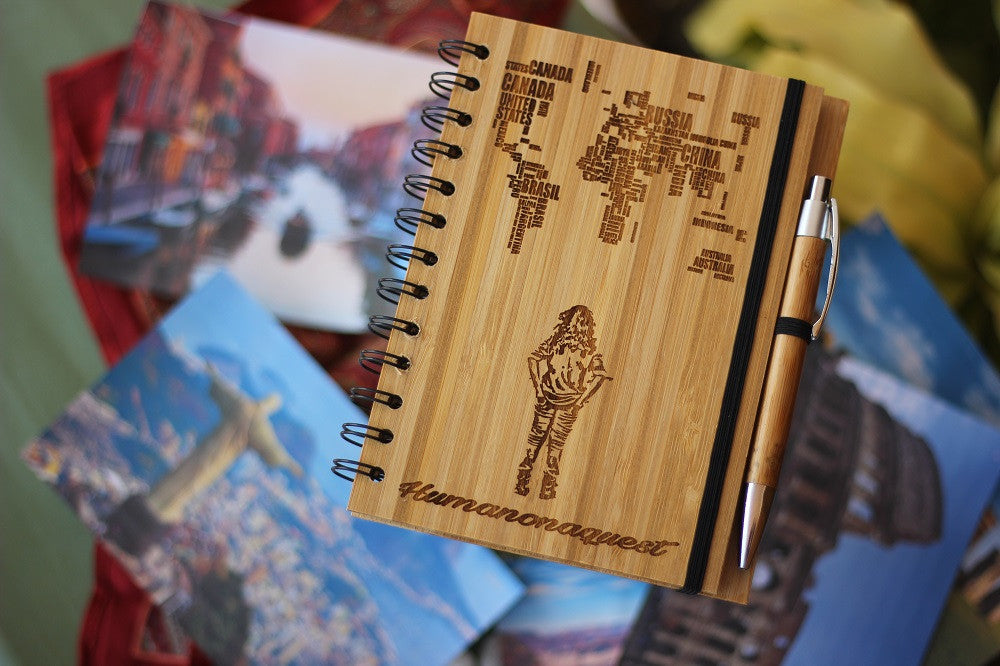 Personalised Custom Wood Notebook - Travel Journal - Woodgeek Store 