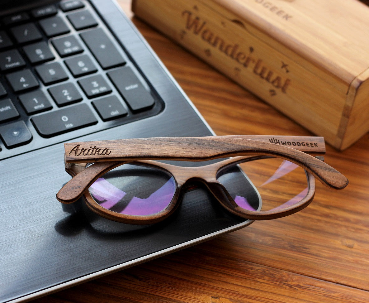 The Minimalist - Customized wooden eyeglasses - square spectacles - Woodgeek Store