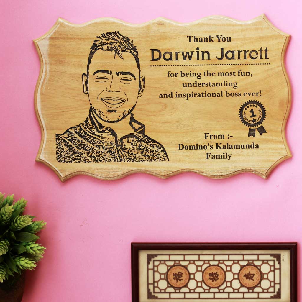 Customized Wooden Sign For Boss - This Photo On Wood Makes A Perfect Farewell Gift For Boss - Looking For Goodbye Gifts For Boss ? This Customized Wood Engraved Photo Is One Of The Best Send Off Gifts.