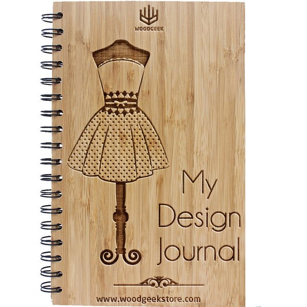 Design Journal for fashion designers - Doodle Journal - Notebook for fashion lovers - Wooden notebook - Woodgeek Store
