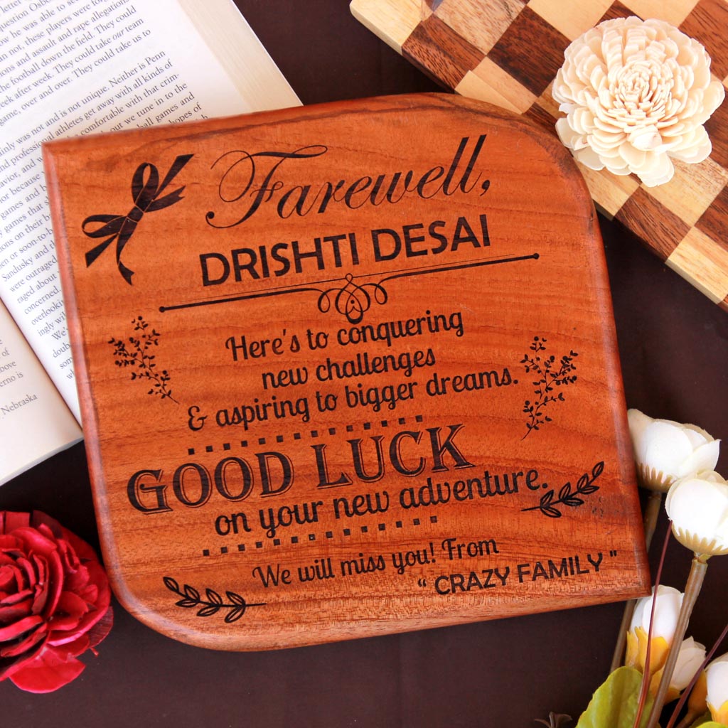 Farewell Wooden Award Plaque - This award plaques makes a great goodbye gift for boss or colleagues - These engraved plaques make great corporate awards.