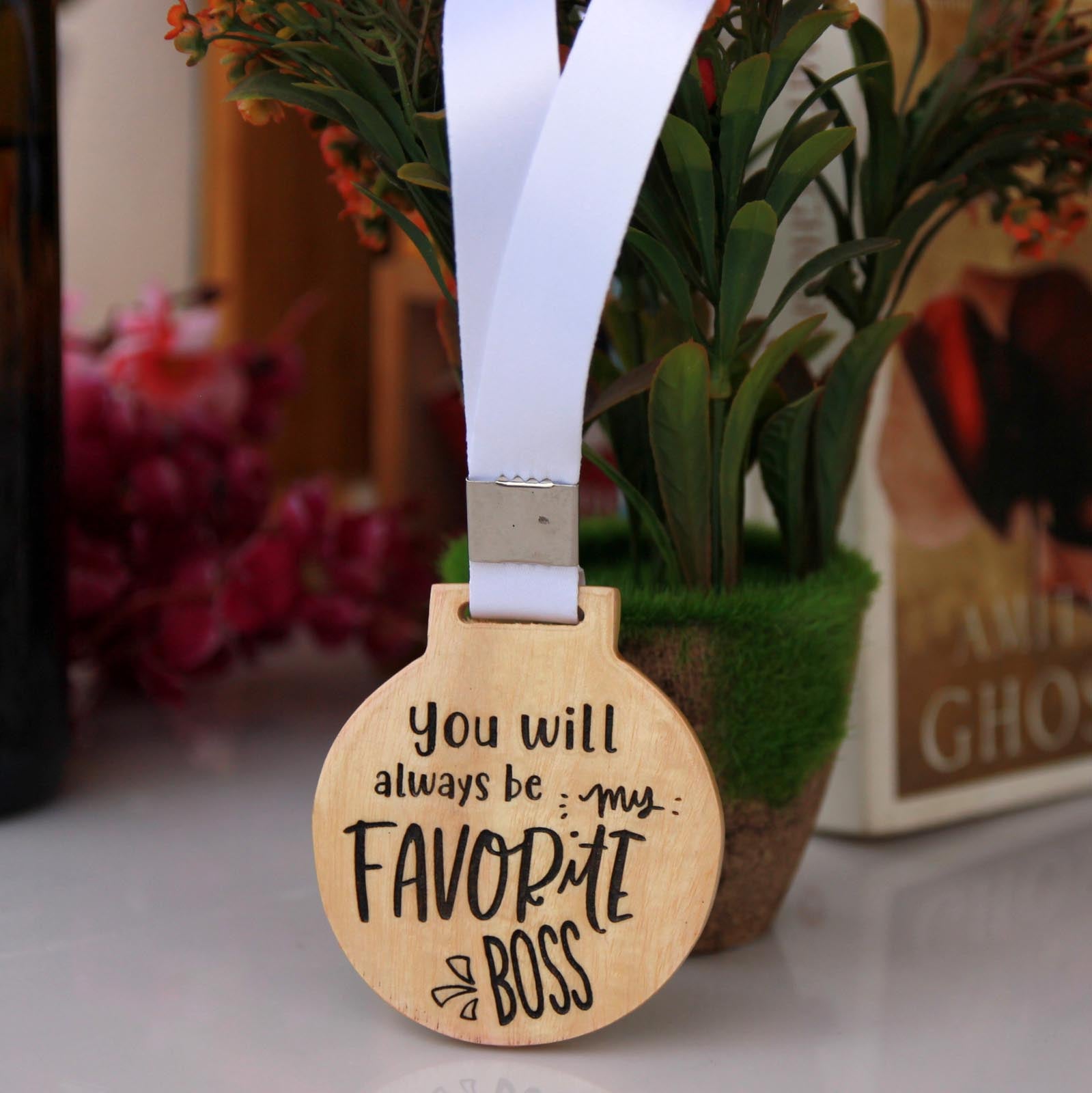 You will always be my favourite boss wooden medal. This custom medal is one of the best gifts for boss. Shop personalised gifts for boss online from Woodgeek Store