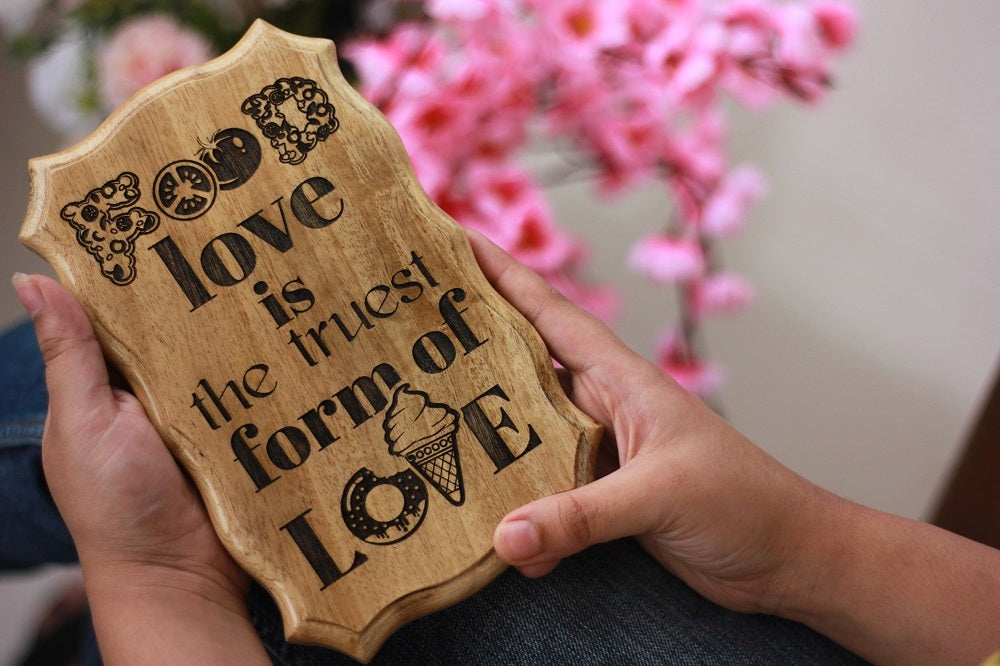 Food is the truest form of love wood sign - Wood carved sign - wooden plaques - wooden house signs - rustic wood signs - cool birthday gifts - birthday gifts for friends -  best friend gifts - Gifts for Sagittarius - woodgeekstore